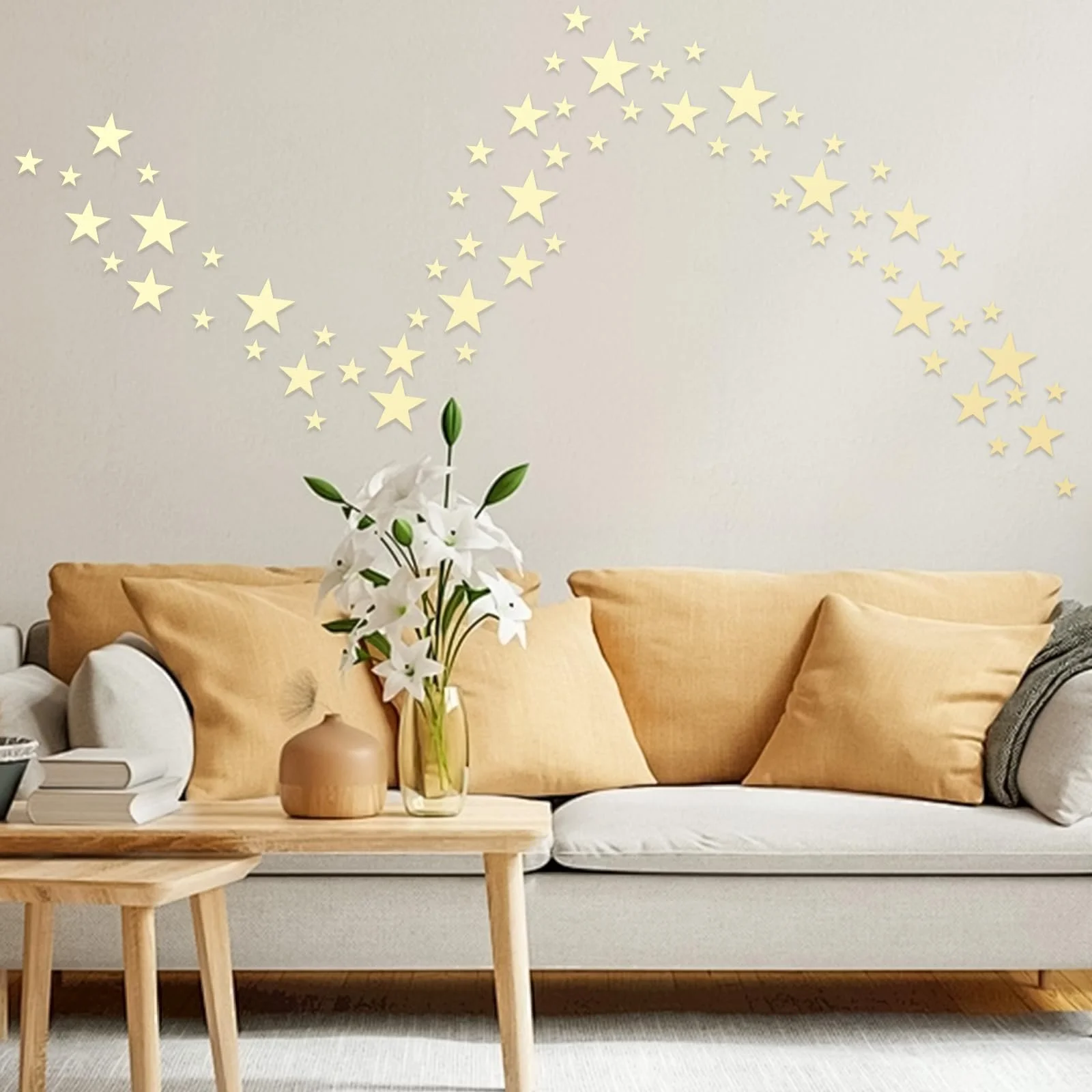 Дзеркальні наклейки Зірка Набір 68 шт. Акрилові Золоті, фото №2