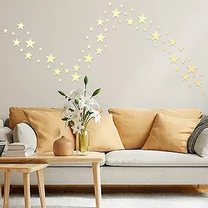 Дзеркальні наклейки Зірка Набір 68 шт. Акрилові Золоті synthetic.ua - Фото 1