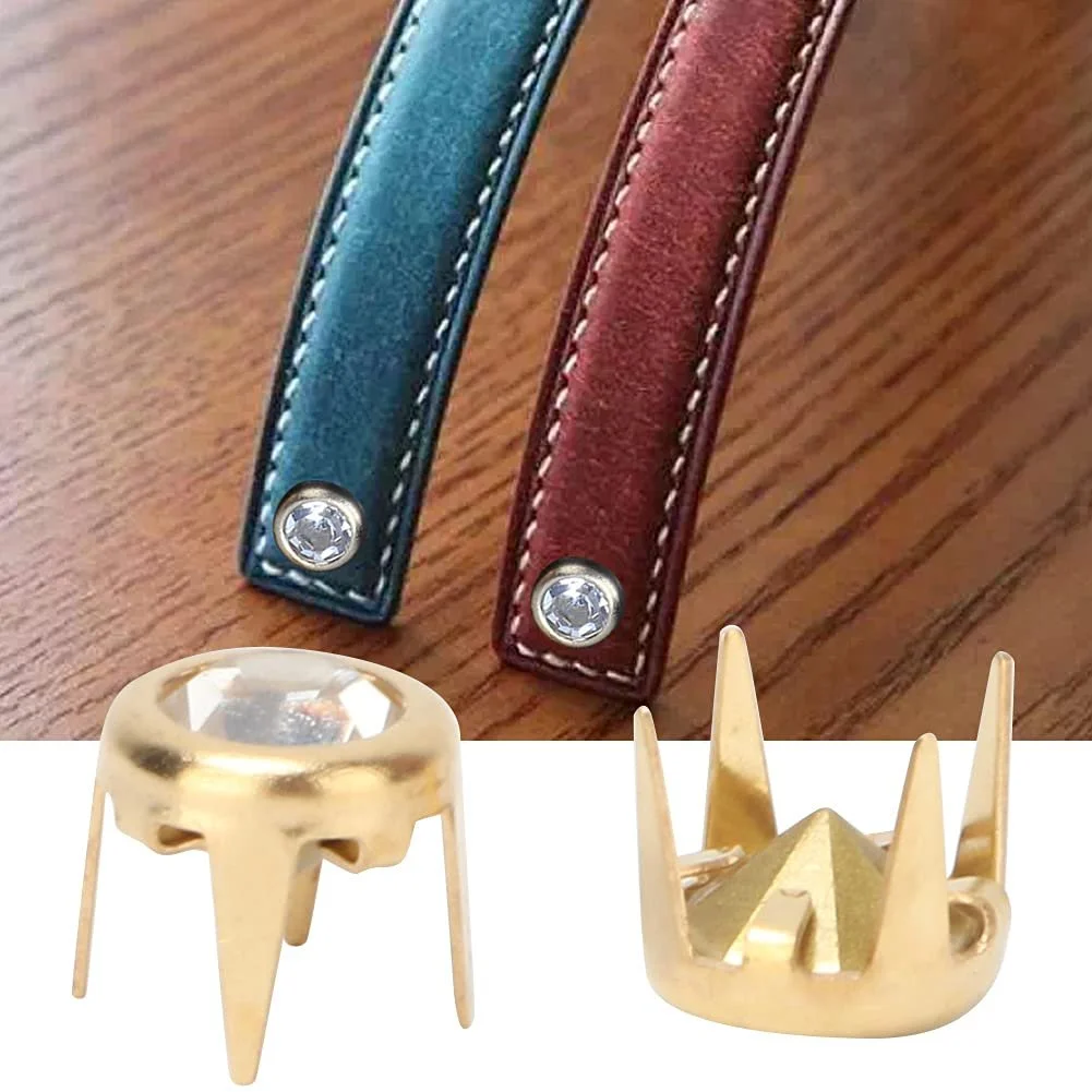 Набір 50 шт. Срібні DIY цвяшки круглі купольні заклепки, кришталеві, фото №3