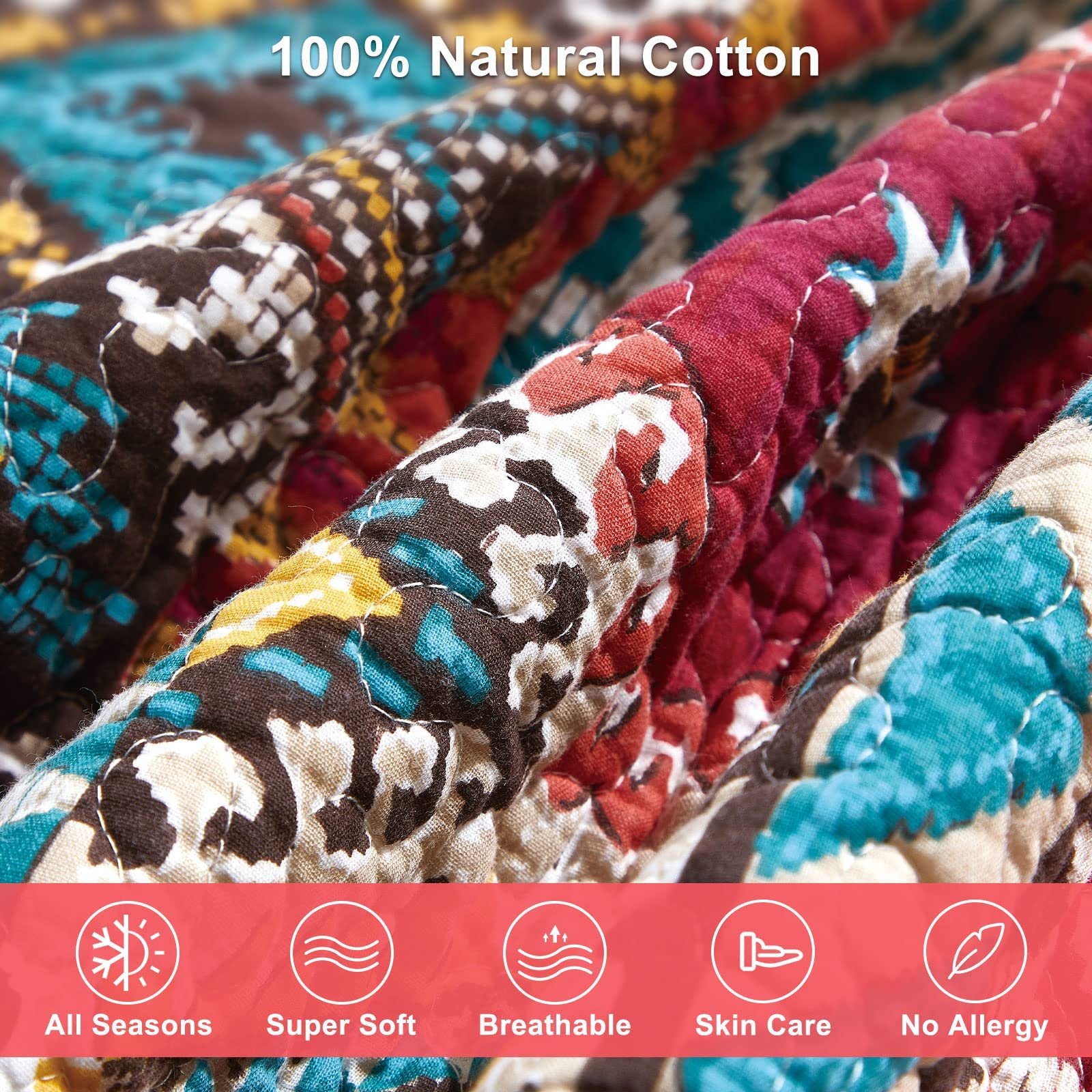 Покрывало Qucover Хлопок 140 x 200 см Красочное для односпальной кровати, дивана, фото №2 Покрывало Qucover Хлопок 140 x 200 см Красочное для односпальной кровати, дивана, фото №2