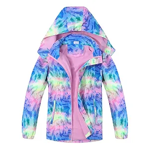 Софтшелл куртка Sukutu Детская дождевая куртка Водонепроницаемая куртка для девочек Утепленная куртка Градиентная ветрозащитная куртка - Фото 1