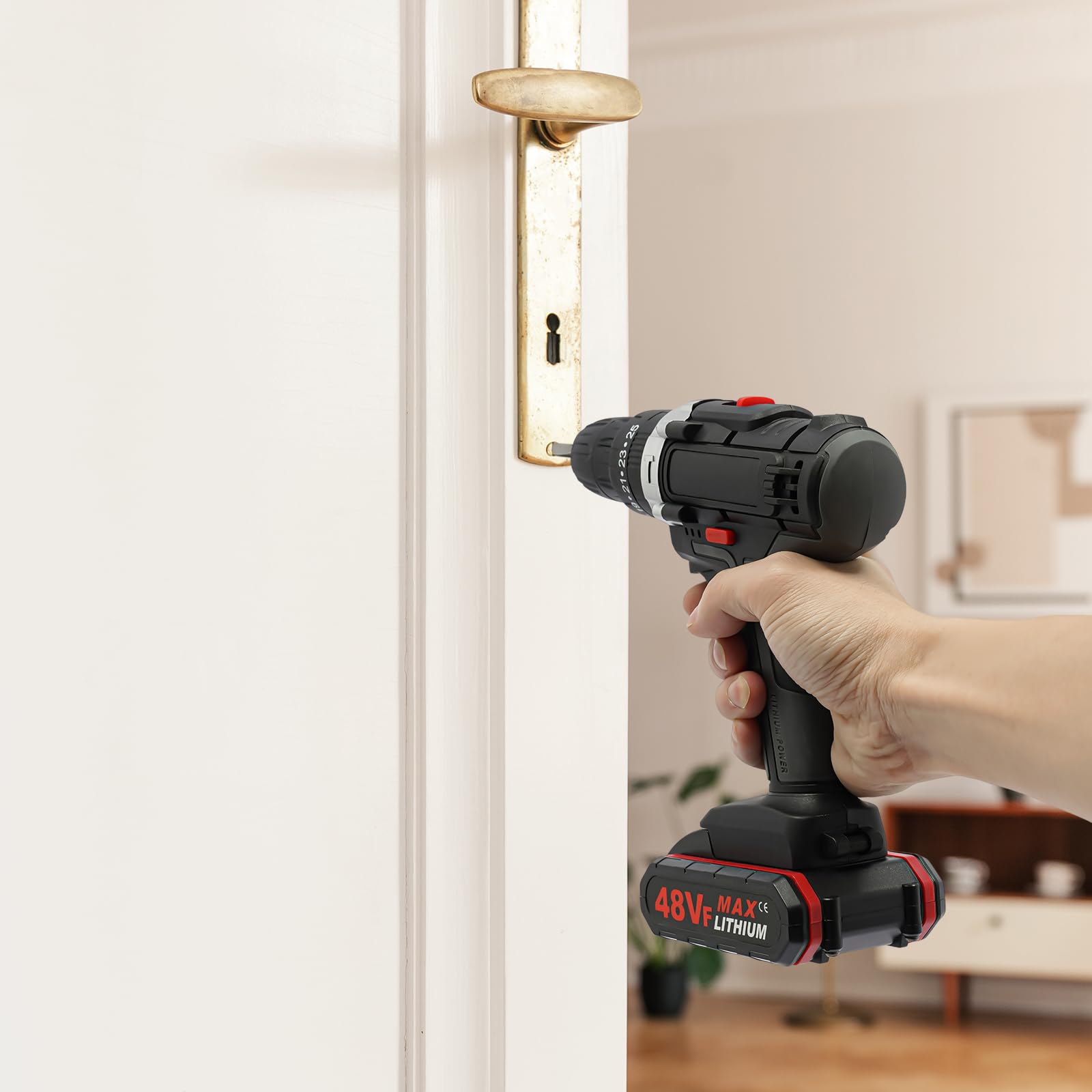 Аккумуляторная отвертка 21 V с дополнительной батареей и зарядкой 25-28 Нм 3 режима работы 2-скорости светодиодное подсвечивание для установки TV штор, фото №4 Аккумуляторная отвертка 21 V с дополнительной батареей и зарядкой 25-28 Нм 3 режима работы 2-скорости светодиодное подсвечивание для установки TV штор, фото №4