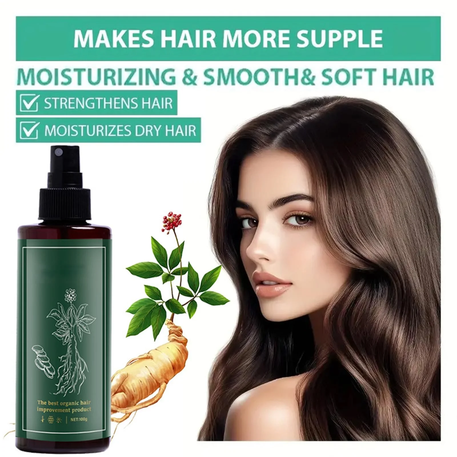 Сироватка для відновлення волосся з женьшенем Hppsctink 100 мл та кондиціонуючий спрей 100 г, фото №7