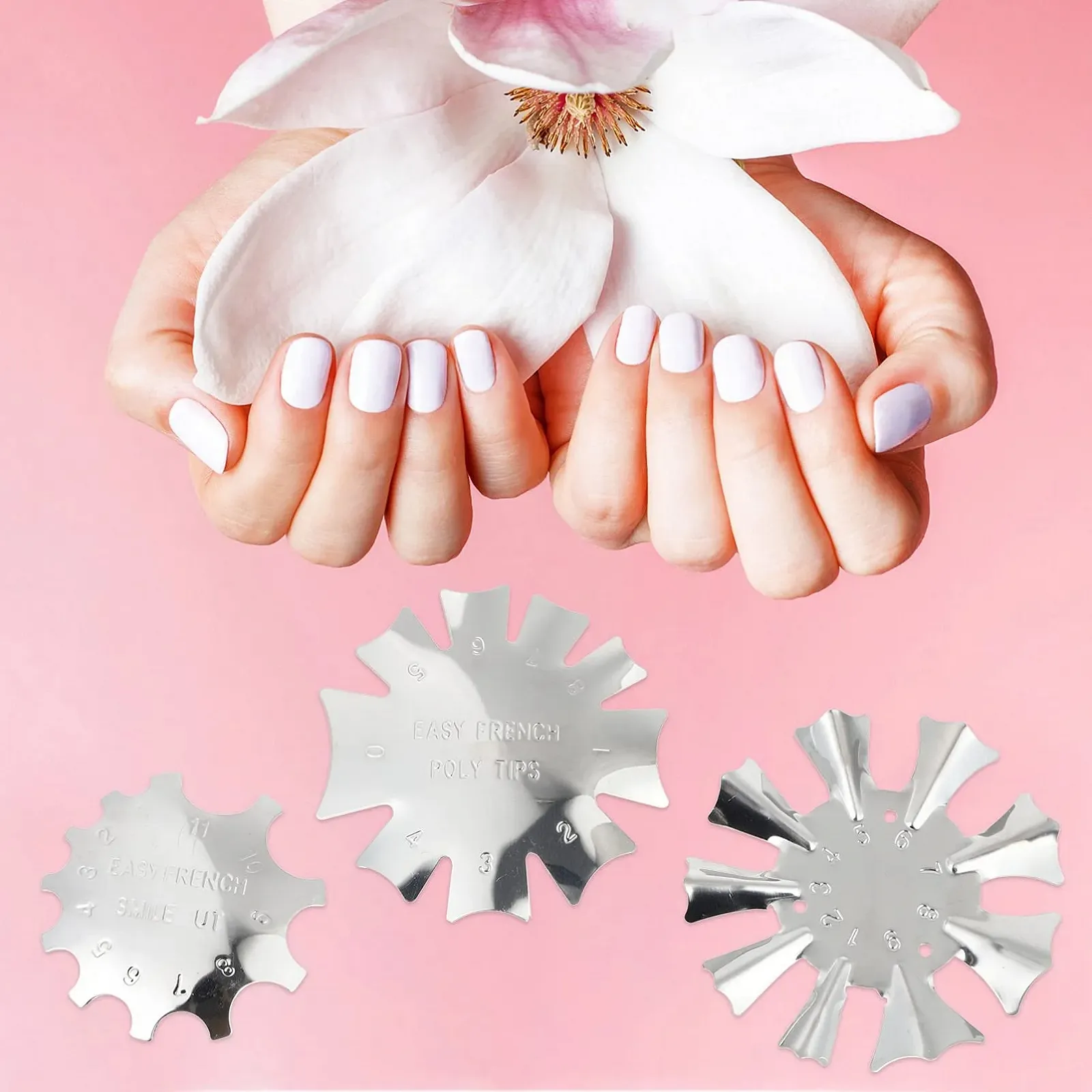 Трафарет для нігтів Healvian 3 шт. Металева пластина для французького манікюру, фото №9