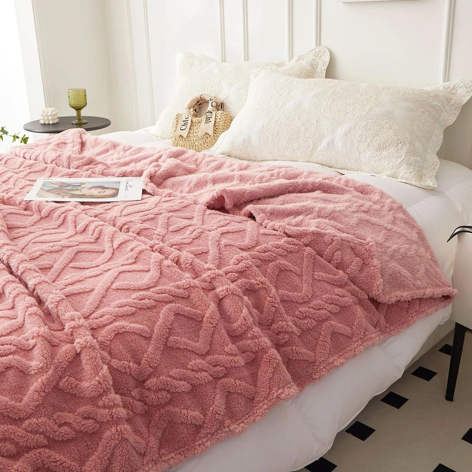 Покривало QOFLY Плюшева Рожева 200 x 230 см XXL Велика Тепла, фото №4