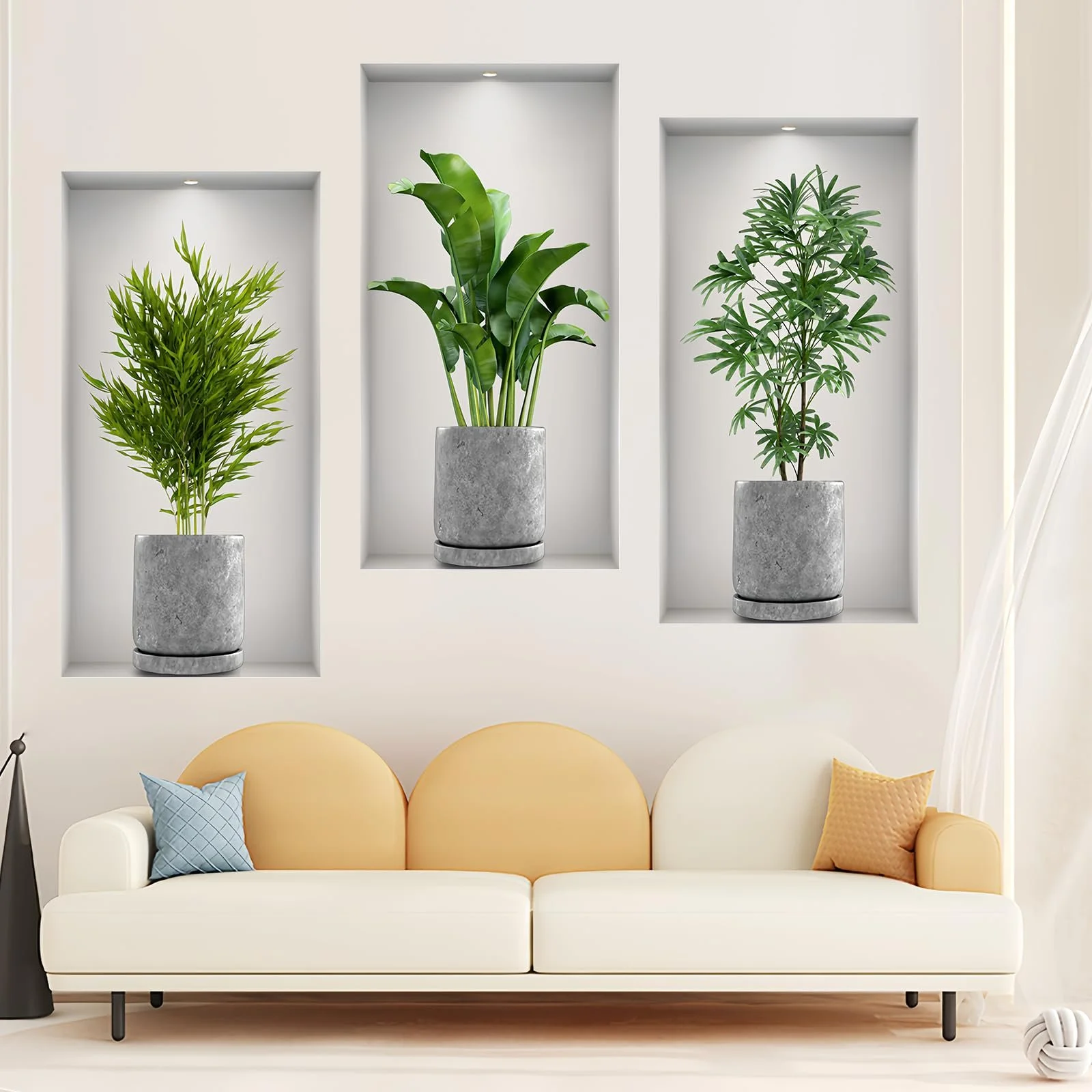 Наклейки на стіну Joyan 3D Рослини Зелені та червоні квіти Глянцеві Самоклейні ПВХ, фото №5