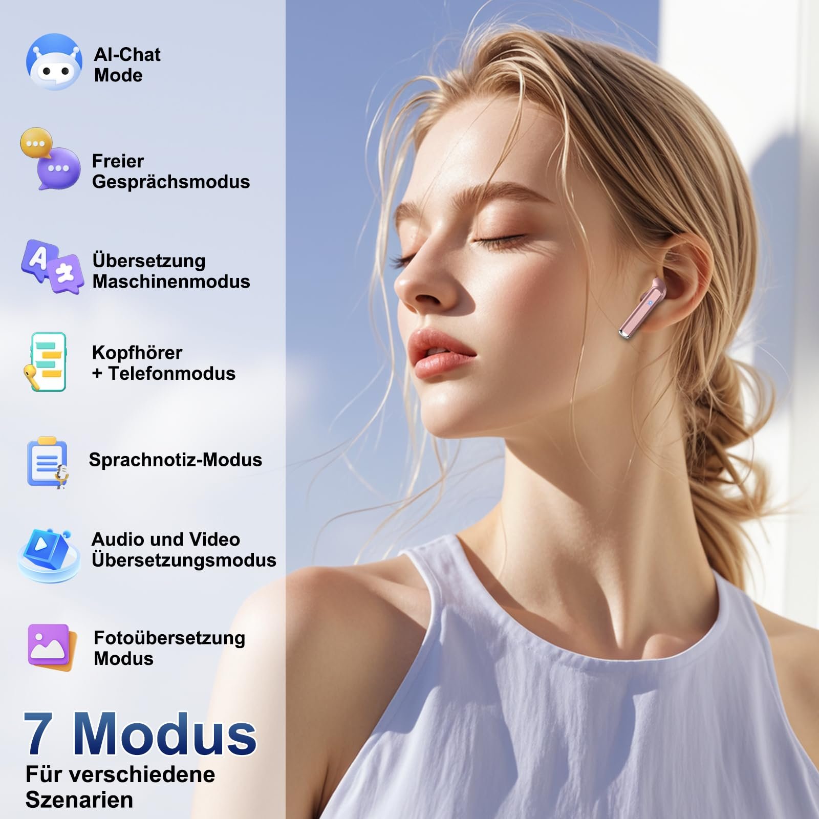 Навушники-перекладачі 3-в-1 Bluetooth 5.4 голосу з 164 мовами, 6 режимів перекладу в реальному часі, фото №4