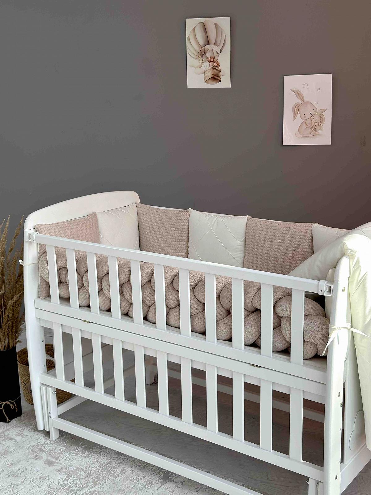 Комплект постільної білизни для новонародженого та кокон бежевий, фото №3