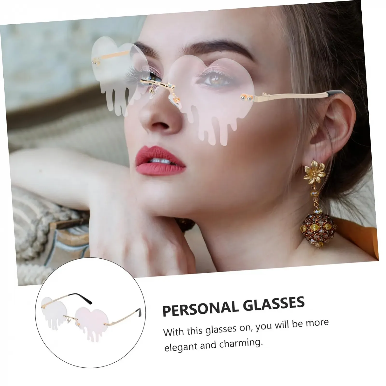 Сонцезахисні окуляри Крапля Любові PACKOVE Без оправи Серце Рожевий, фото №3