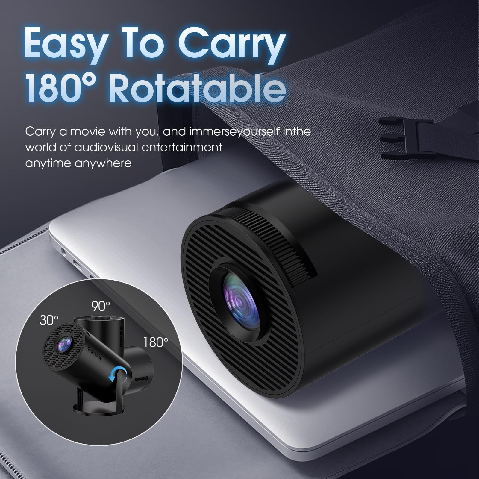 Мини-проектор Gaimoo GM200 4K FHD 1080P, с поддержкой 2.4/5G Dual WiFi и Bluetooth 5.0, фото №3