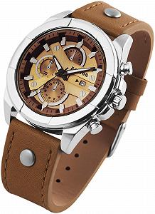 Мужские часы Chrono-Look Raptor с браслетом с заклепками, коричневый, аналоговый дисплей даты, 26 см, 48 мм, 24 см, разноцветный, ремешок. synthetic.ua - Фото 1