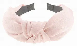 Обруч для волос Glamour Girlz с драпировкой, вид шелка, с узлом, розовый леденец. - Фото 1