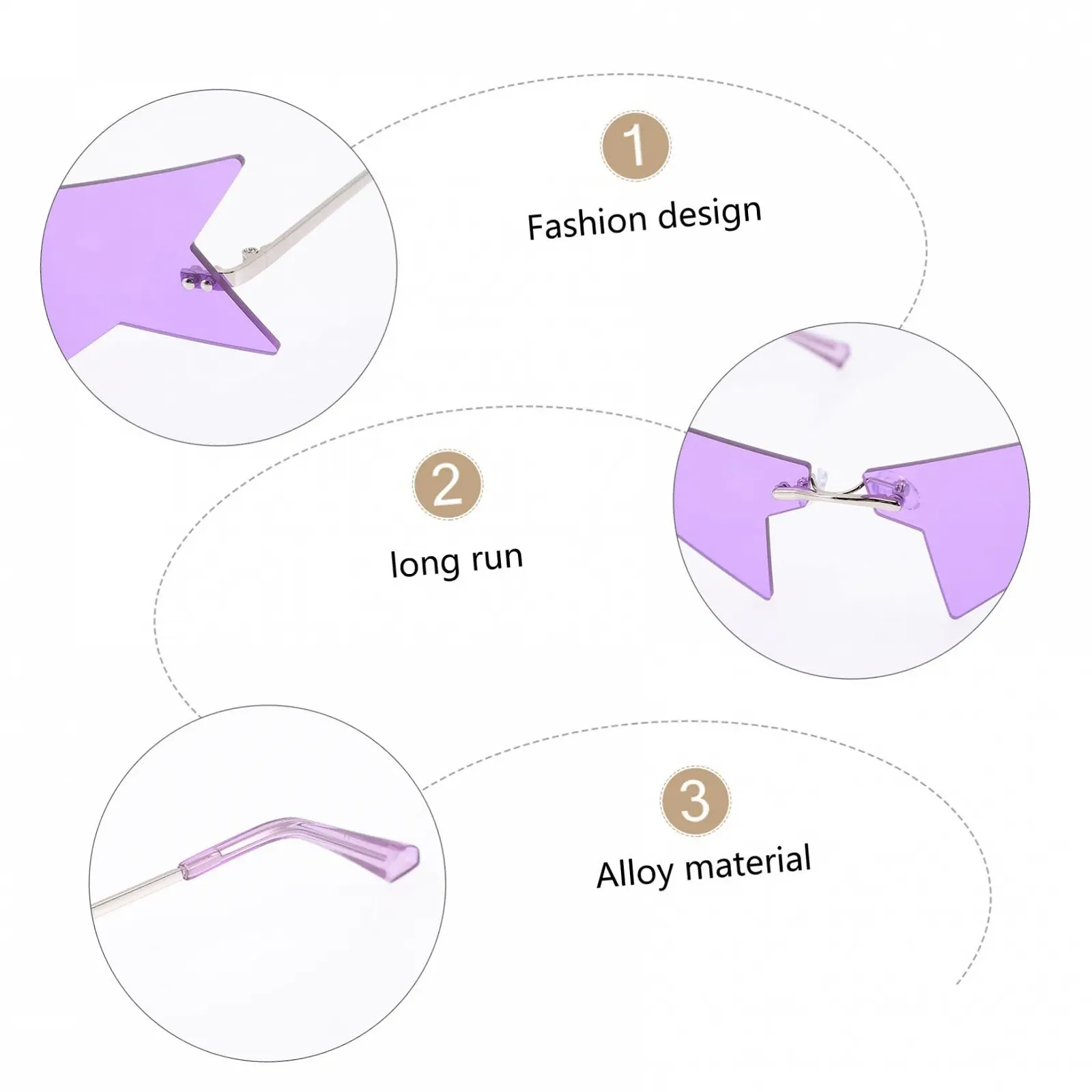 Вінтажні окуляри PACKOVE 3St для жінок, косплей, без оправи, модні, фото №2