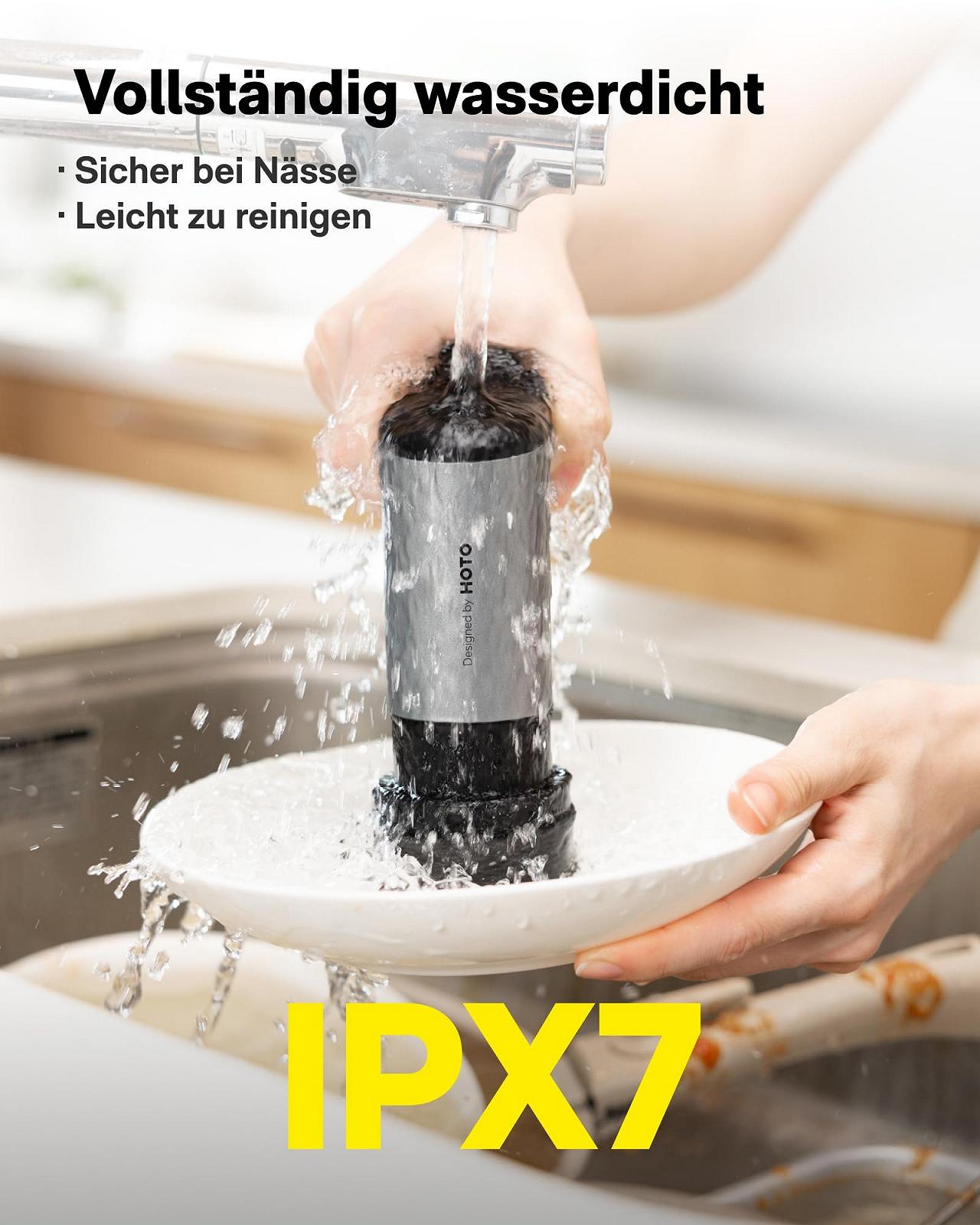 Електрична щітка для прибирання HOTO 6 насадок IPX7 2 швидкості акумуляторна, фото №7
