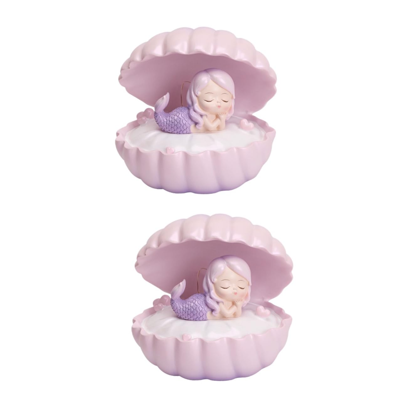 Набор OSALADI 2 Русалка Звёздный свет Русалка Ночник Настольный декор Свет Лампы для спальни Ракушка Жемчуг Светодиодная Декоративная лампа для спальни Дом Розовый Смола, фото №1