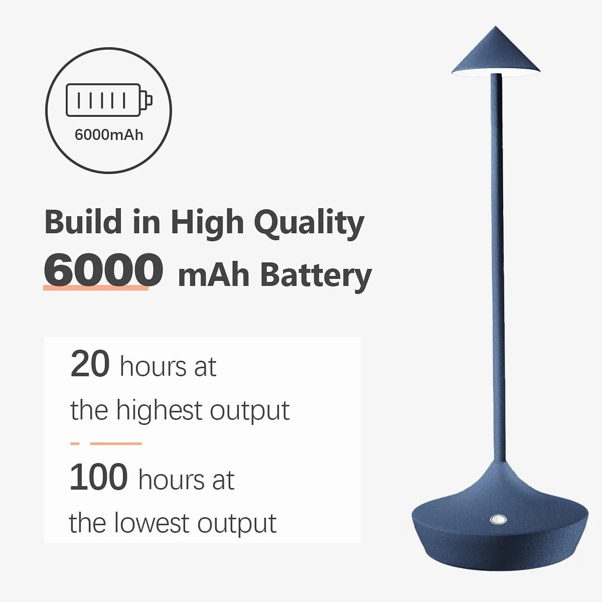 Настільна лампа Hapfish LED акумуляторна бездротова алюмінієва 6000 мАг водонепроникна 2 шт. Синя, фото №2