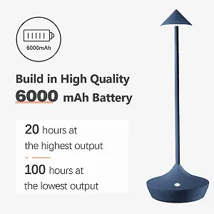 Настільна лампа Hapfish LED акумуляторна бездротова алюмінієва 6000 мАг водонепроникна 2 шт. Синя synthetic.ua - Фото 1