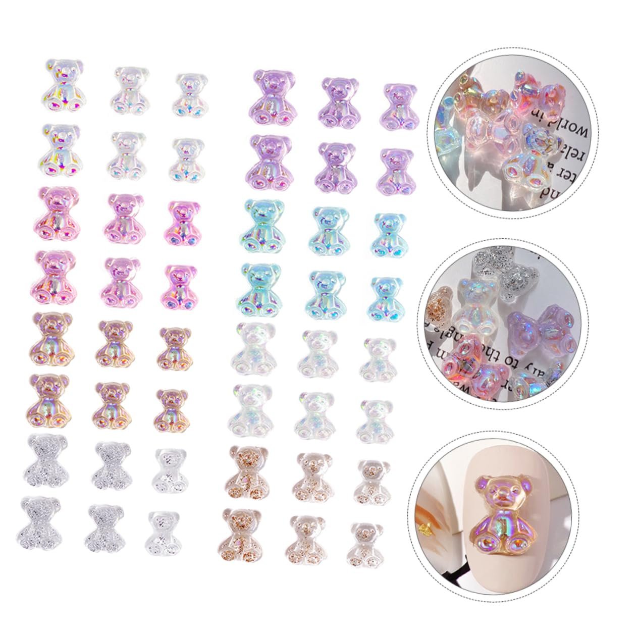 Декор для манікюру Ведмідь PLAFOPE Смола Блискітки 100 шт, фото №7