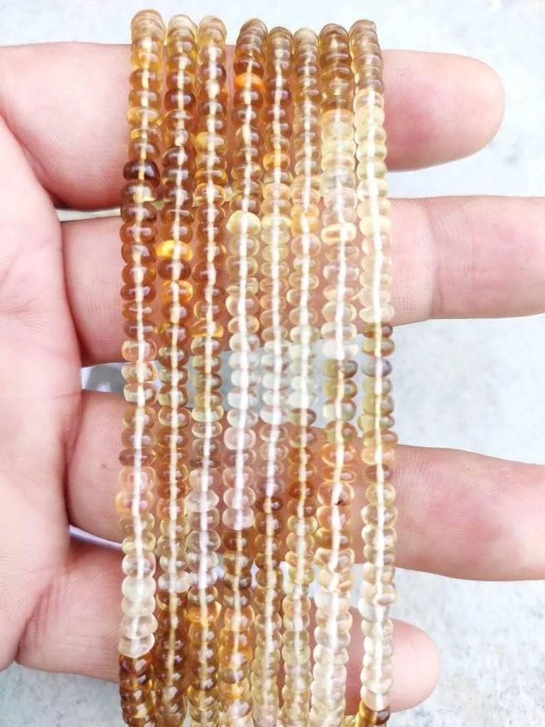 Круглые граненые бусины из натурального пивного кварца 3.5-4 мм, нить длиной 33 см, бусины из драгоценных камней для ожерелья и браслета, фото №1