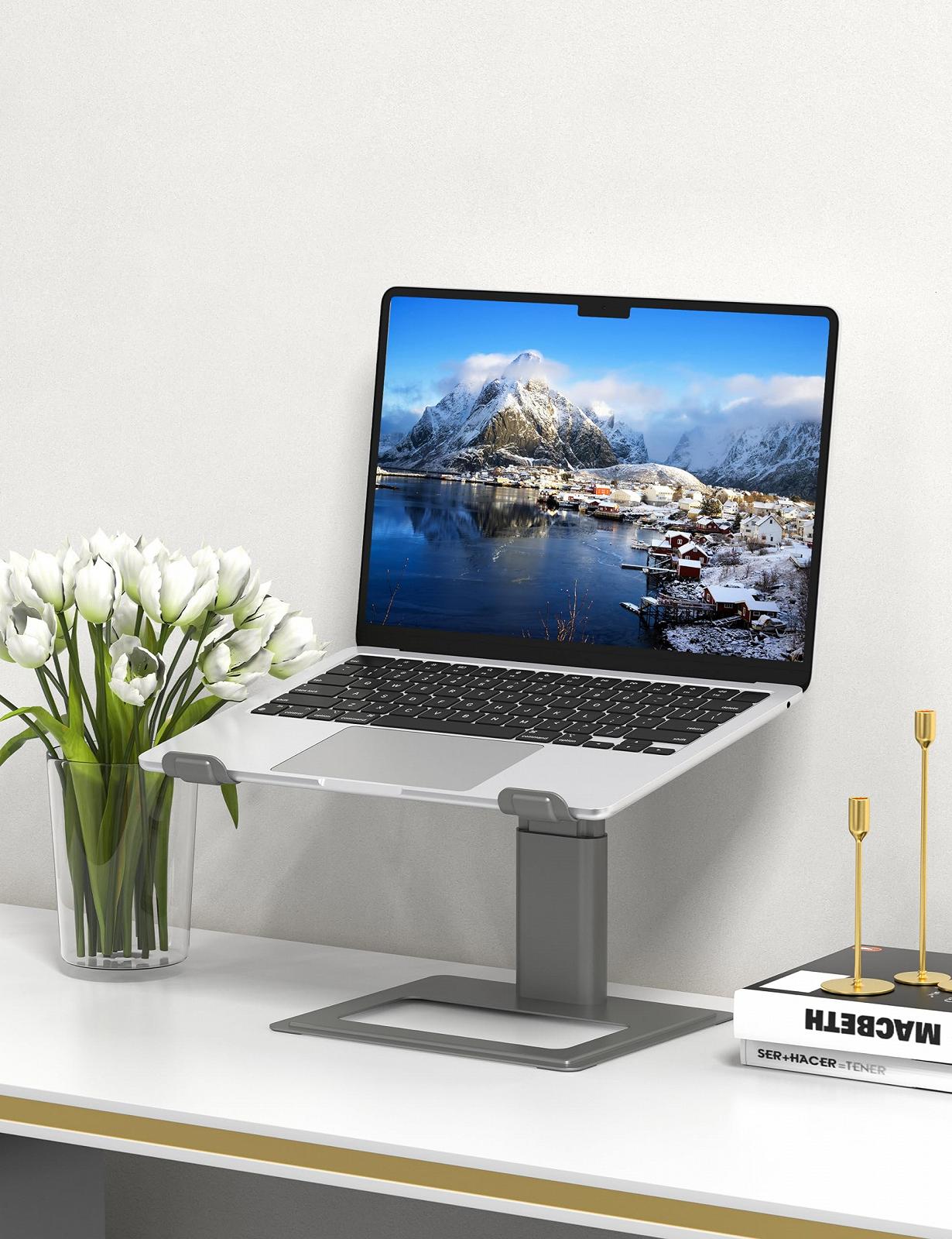 Підставка для ноутбука SOUNDANCE для столу, регульована ергономічна, сумісна з комп'ютерами від 10 до 17,3 дюймів, сіра, фото №6