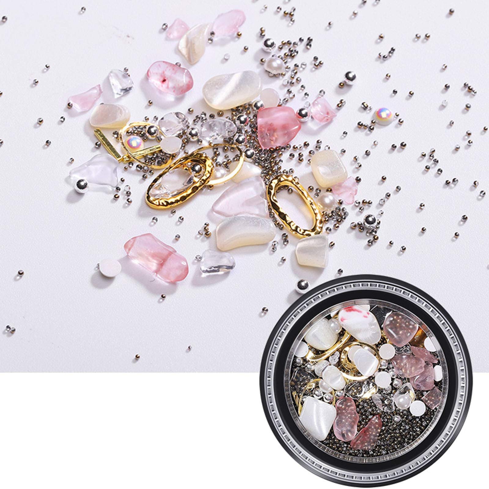 Стрази для нігтів Метал Насипані діаманти Круглі заклепки Мікс кольорів (4 коробки), фото №4