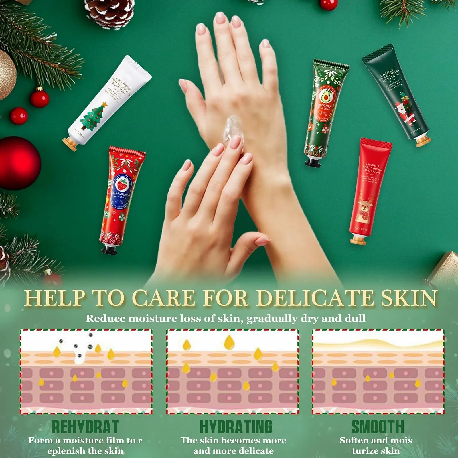 Набір для подарунків на Різдво Крем для рук, Міні-набір кремів для рук, фото №6