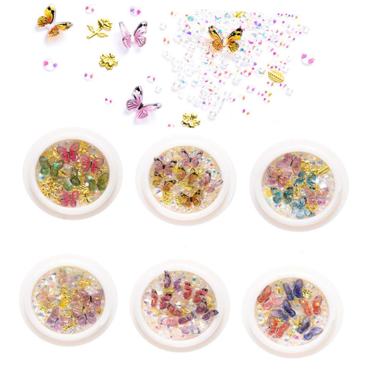 Аксессуары для ногтей 6 коробок Блестки для ногтей Паетки Стразы для DIY украшений для ногтей, фото №7