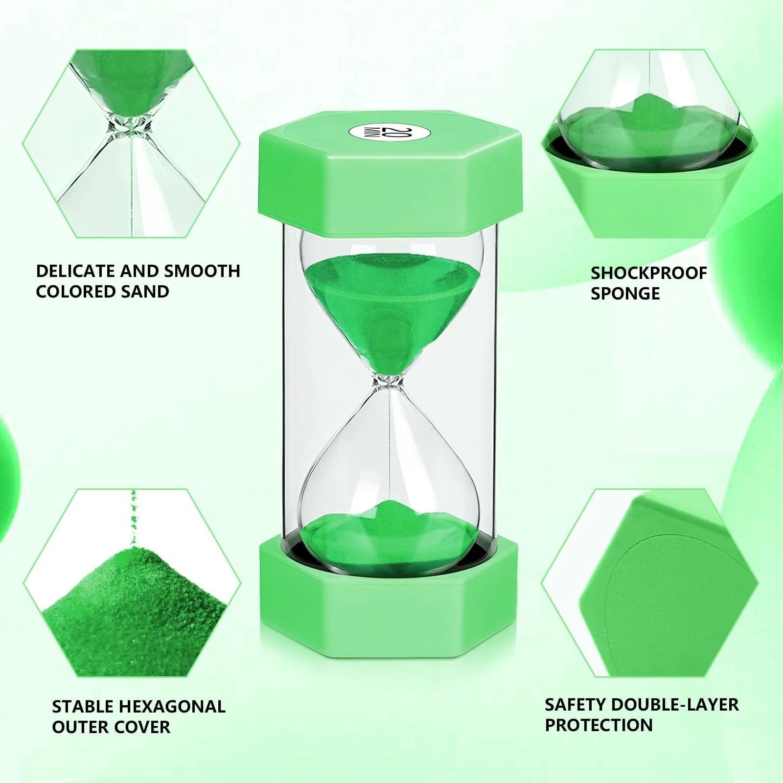 Песочные часы 5 минут Hexagonal Зеленый, фото №3 Песочные часы 5 минут Hexagonal Зеленый, фото №3