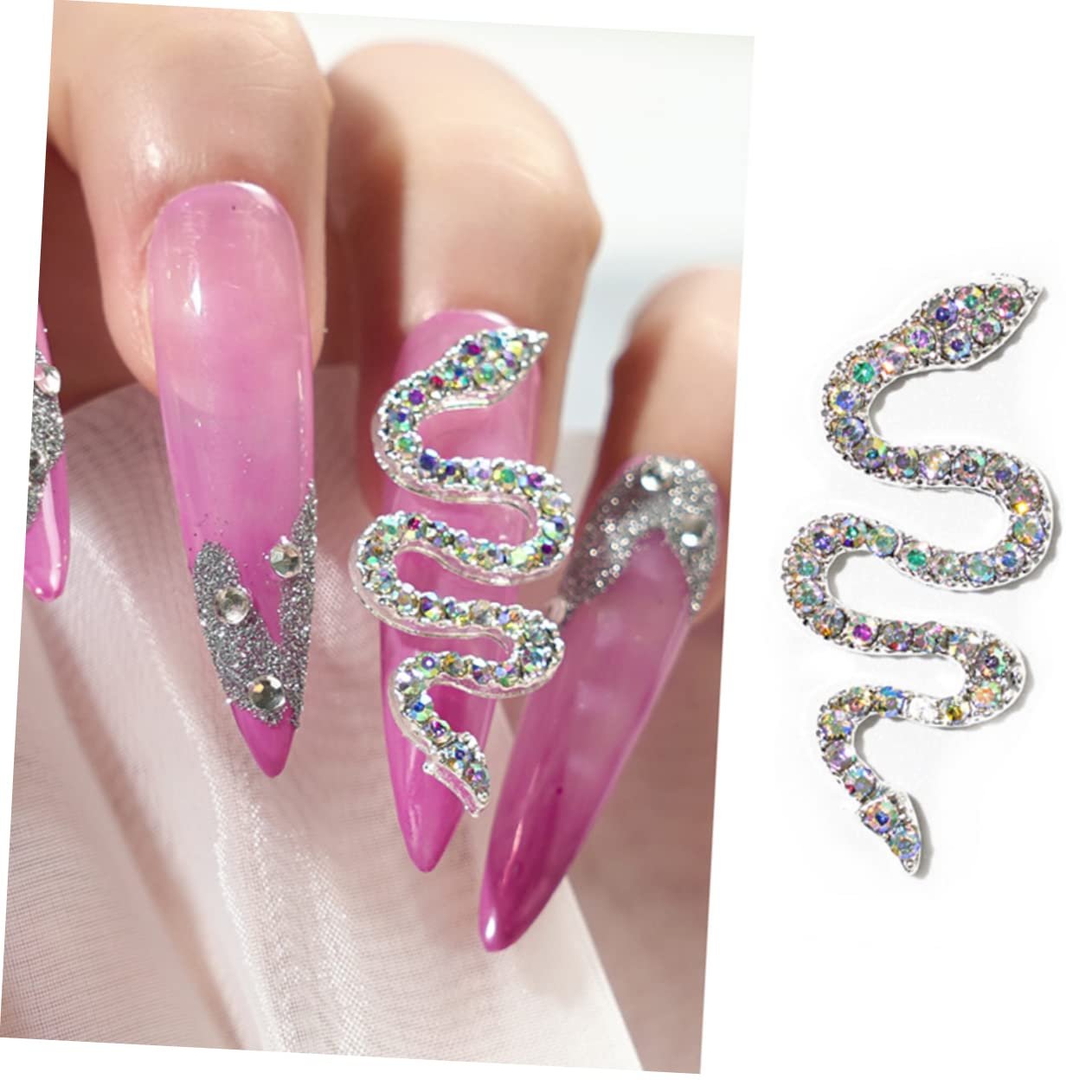 Украшения для ногтей в виде змей, 7 шт., сплав, камни для маникюра, подвески в виде змей, украшения для дизайна ногтей, фото №9