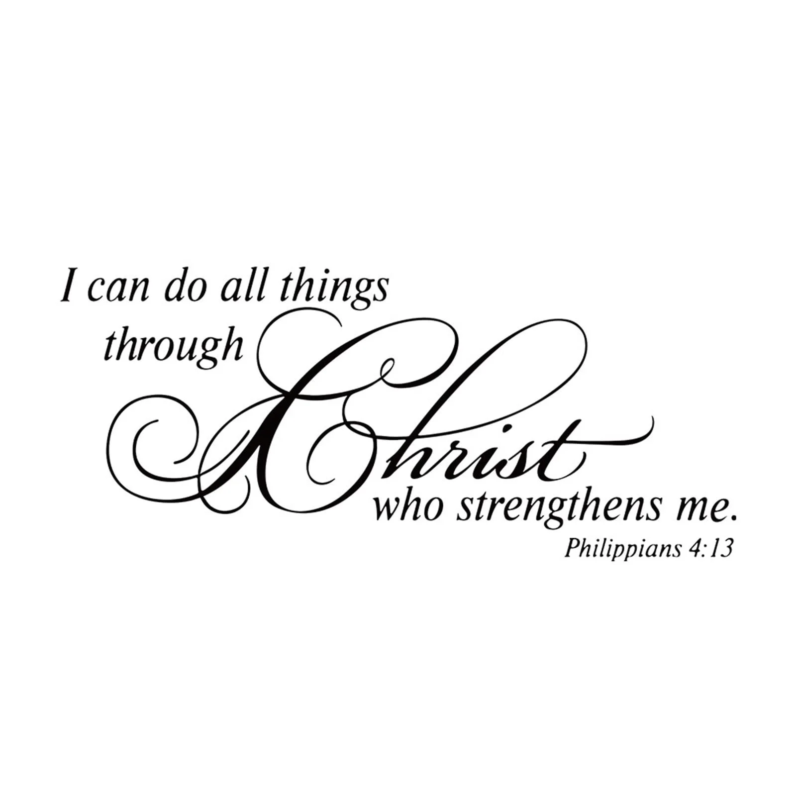 Наклейка на стіну I Can Do All Things Through Christ Who Strengthens Me Philippians 4:13 Вінілова 25 x 56 см, фото №1