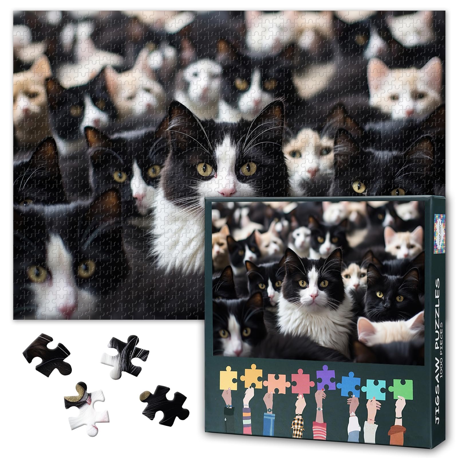 Пазли Колекція милих котів мордочки кошенят 1000 елементів 70 x 50 см, фото №1