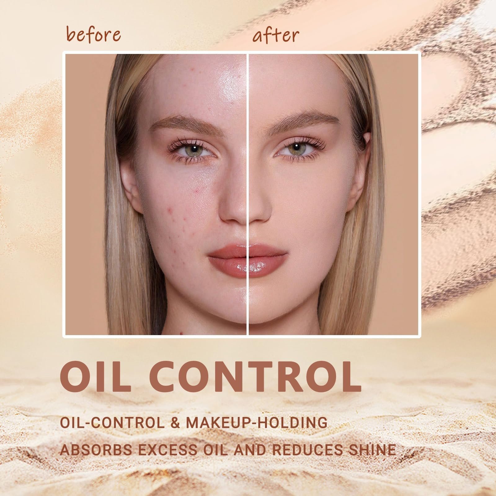 Пресована пудра для обличчя Oil Control Matte Smooth Flawless Setting Powder Waterproof Long Lasting Finishing Powder, 02 Natural Beige, фото №3
