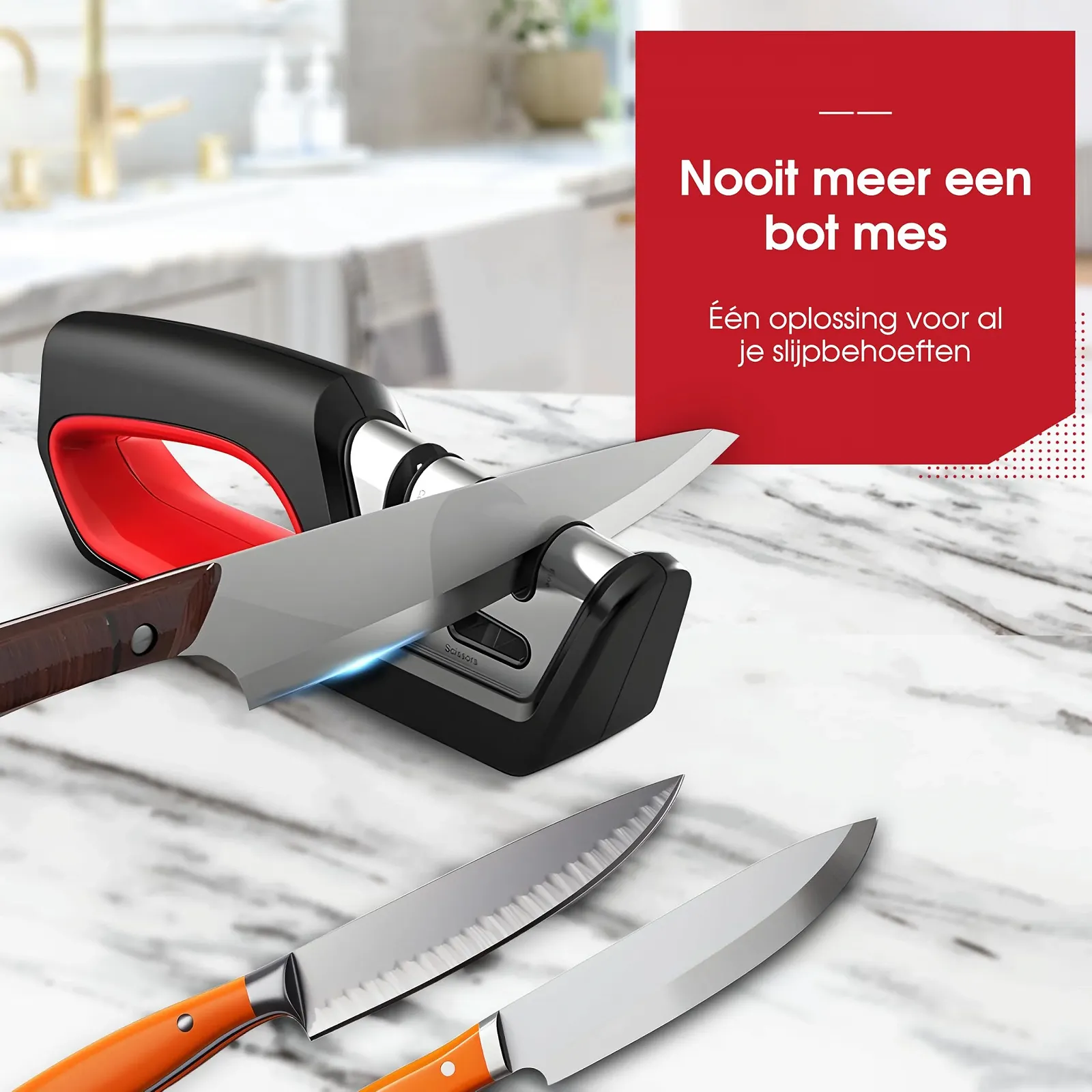 Точило для ножів та ножиць 4 в 1 3-рівневе ручне, фото №7