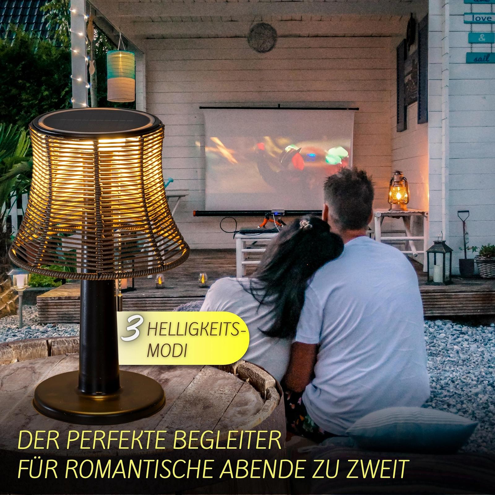 Настільна лампа LED Solar Rattan Look Wireless Portable 10 LED IP44 Black, фото №5