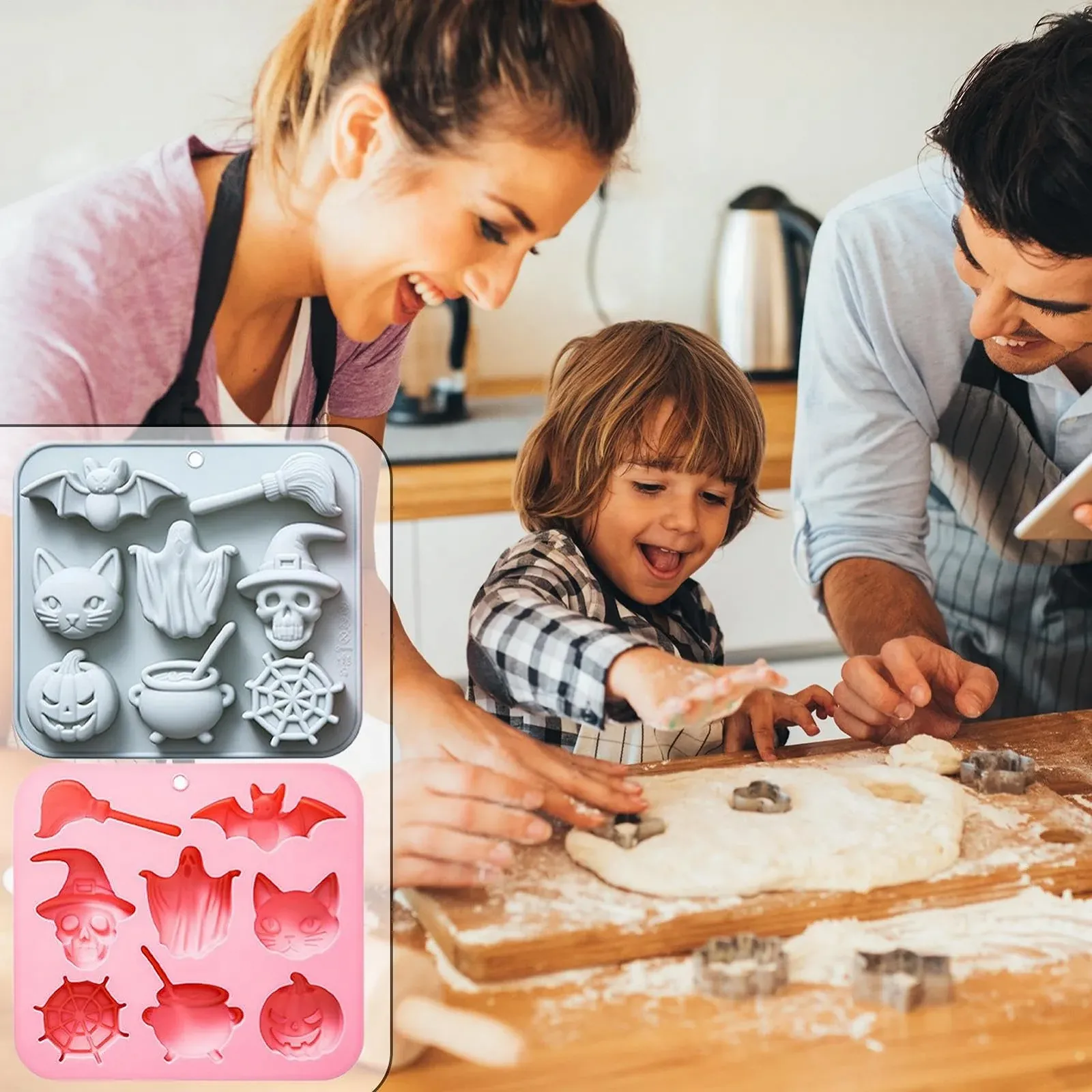 Форми силіконові (2 шт) Хелловін для випікання та цукерок, фото №5