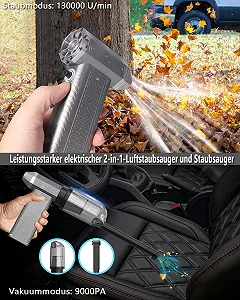 Електрична повітродувка-пилосос 2-в-1 MAEZOE 130 000 об/хв Плавно регульована швидкість 8000 мАг Сріблясто-сірий synthetic.ua - Фото 1