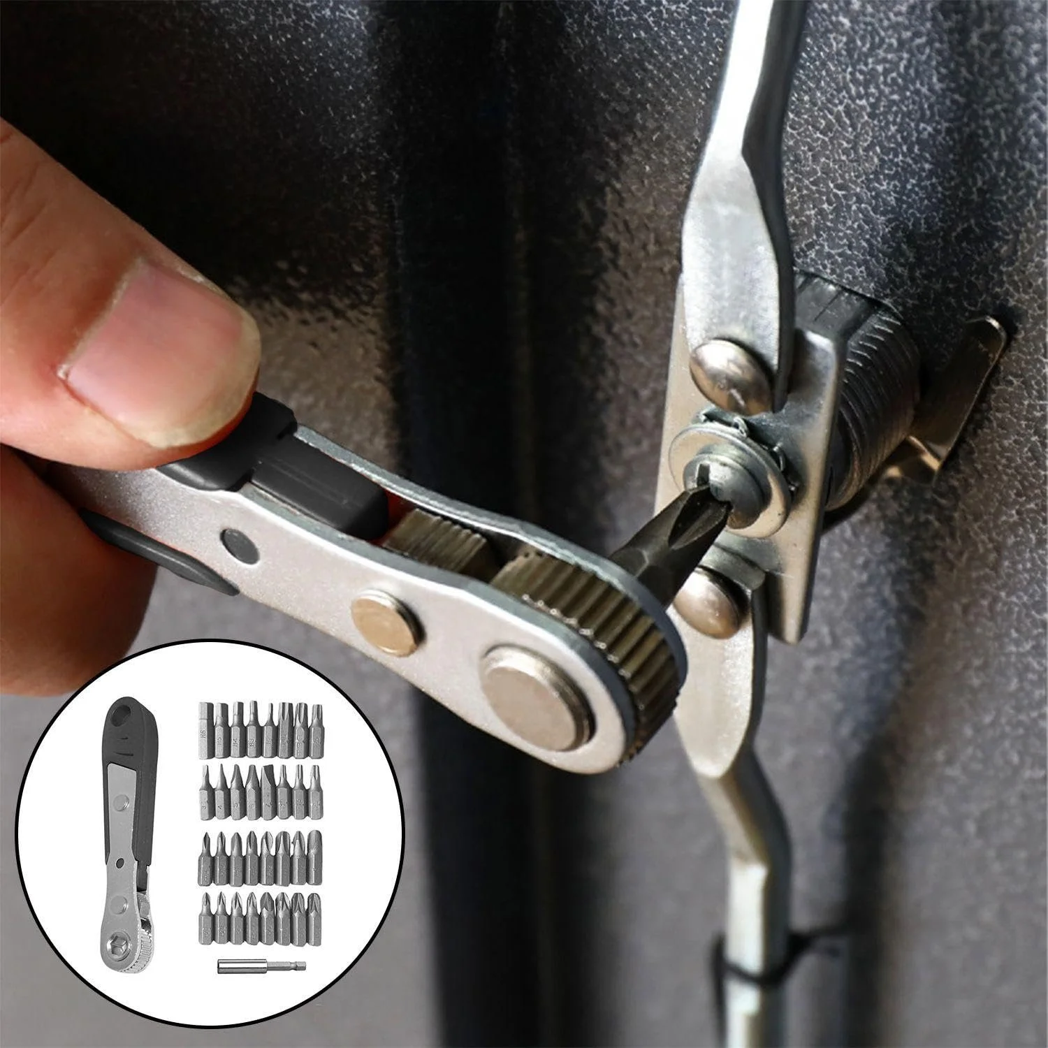 Набір спеціальних викруток та поворотного ключа 34 предмети 1/4" шестигранник, фото №4