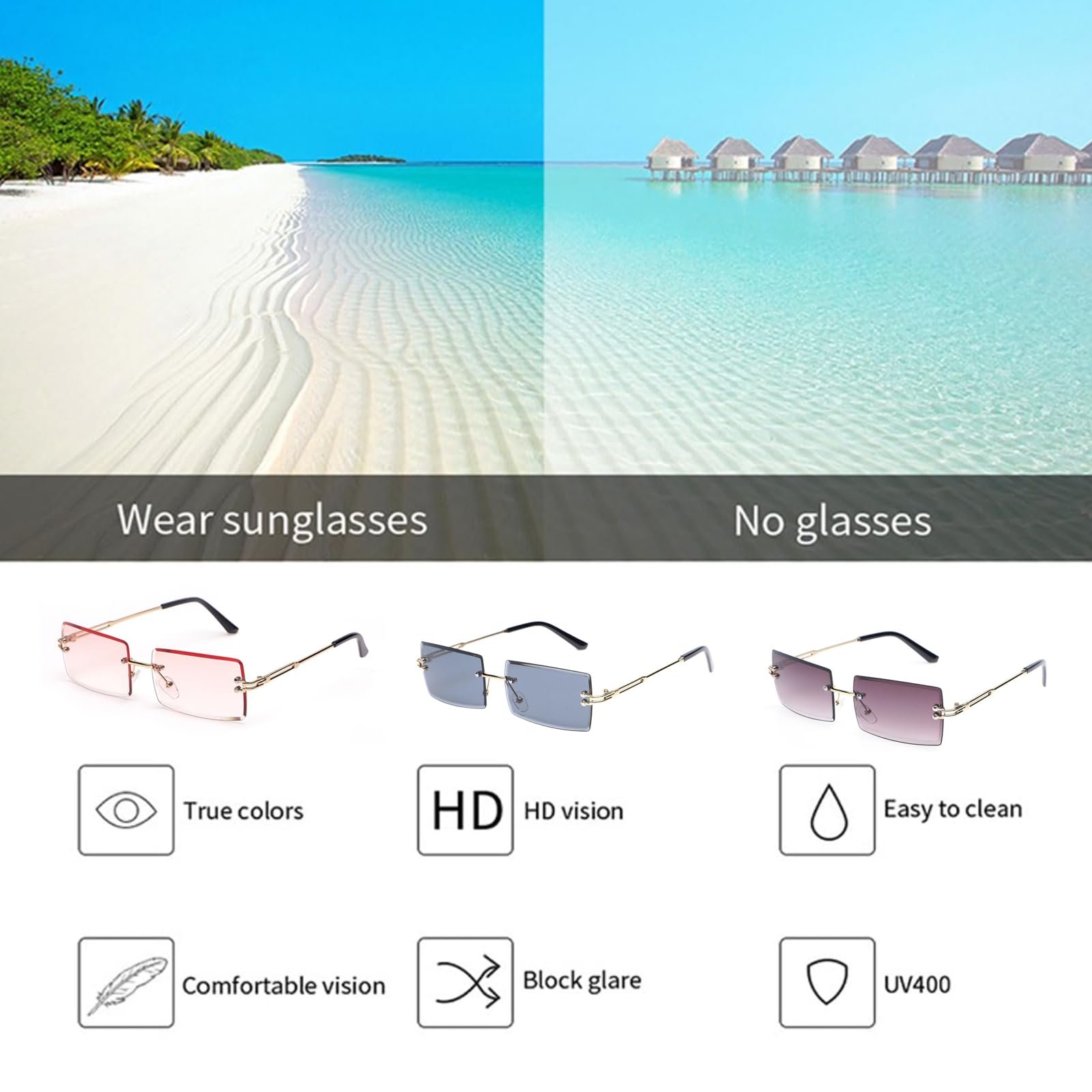 Сонцезахисні окуляри Ретро YEWCEP 3 шт, унісекс, рожеві, фото №5