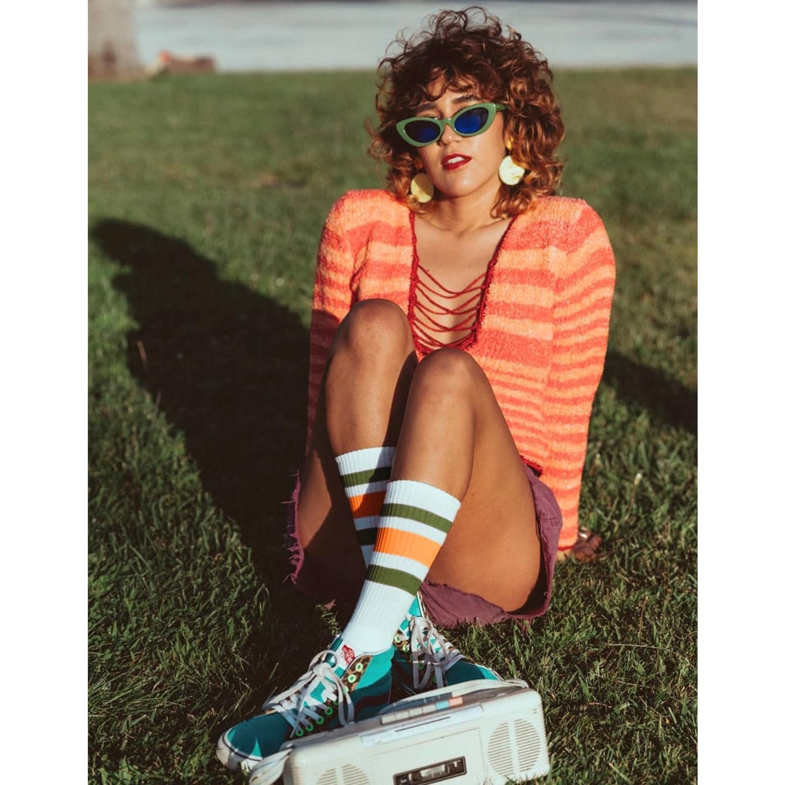 Кумедні шкарпетки смугасті до литки повсякденні бавовняні шкарпетки 3 пари, фото №6