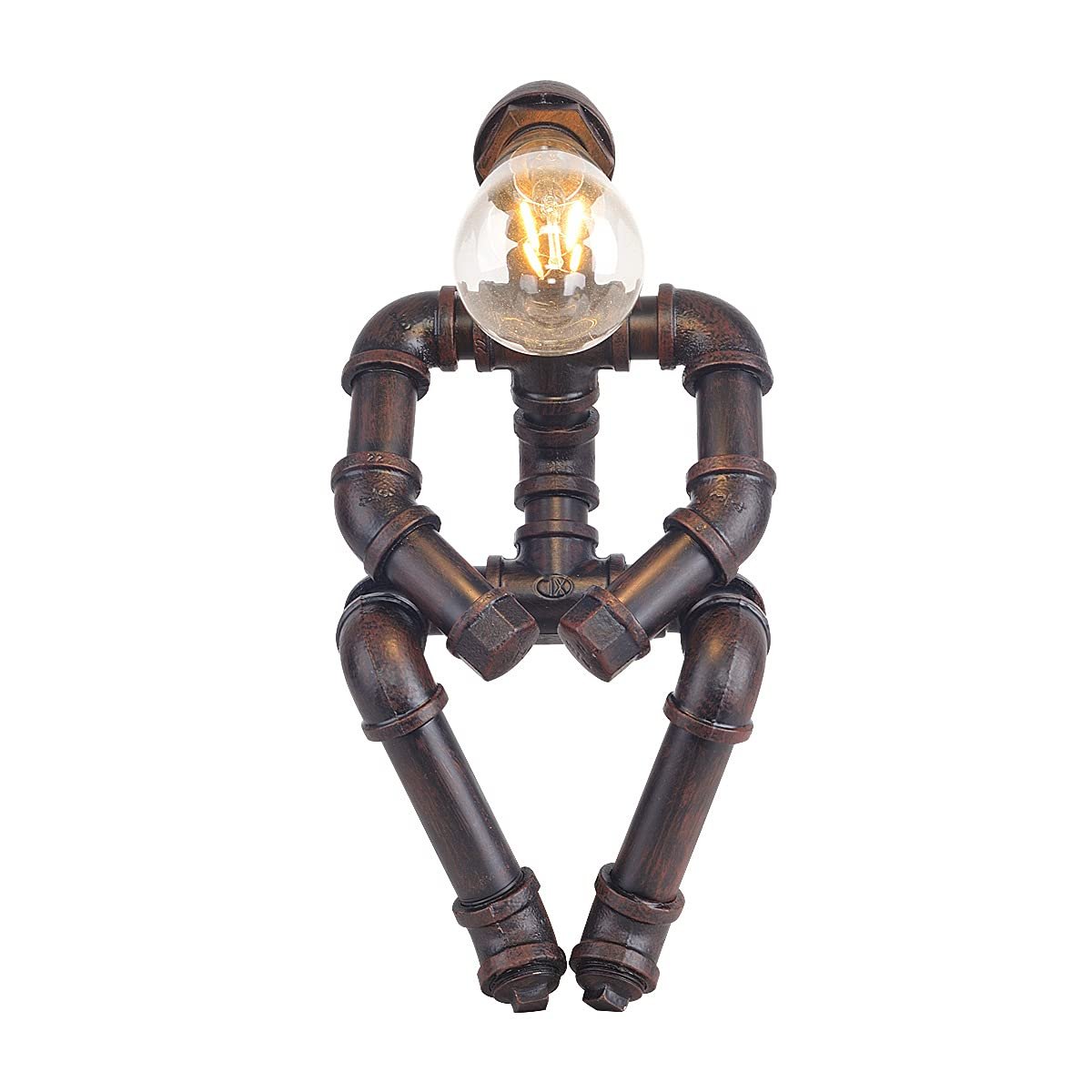 Настільна лампа Water Pipe Robot Style у вінтажному індустріальному стилі Steampunk, залізо, колір іржі B, фото №8