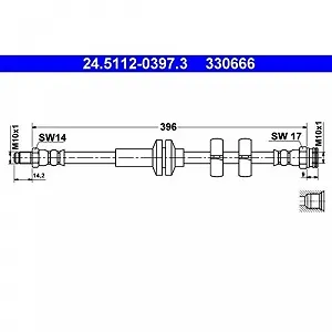 Тормозной шланг ATE 24.5112-0397.3 для FIAT, передний мост - Фото 1