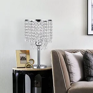 Настільна лампа Crystal Table Lamp E27 кругла основа сучасна декоративна кришталева Прозора synthetic.ua - Фото 1
