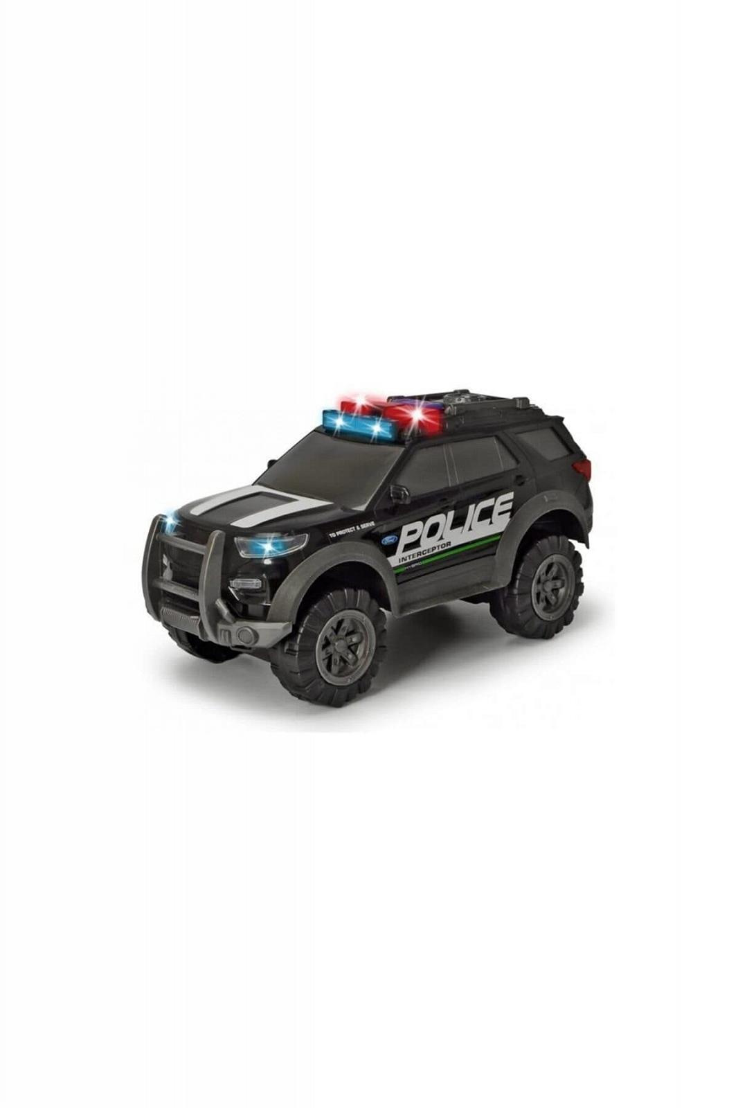 Полицейская машина Dickie Toys Ford Interceptor 30 см с фрикционным механизмом, мигающим светом и сиреной черный/серый, фото №2