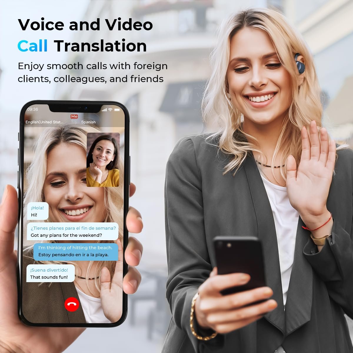 Навушники-перекладач Kentfaith AI 4-в-1, 150 мов, переклад голосу в реальному часі, фото №6