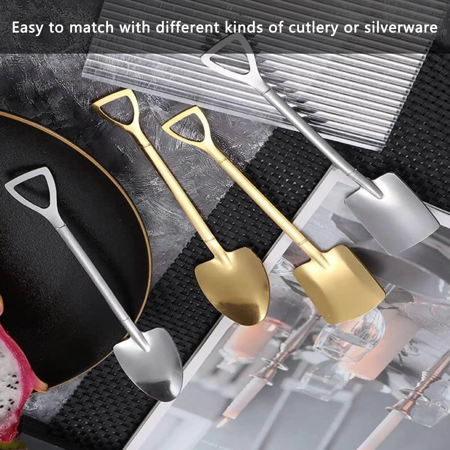 Ложка Шпатель з нержавіючої сталі 8 шт., креативна форма лопати, фото №6