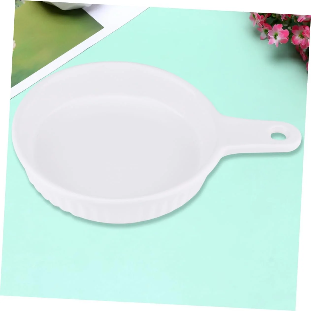 Форма для выпечки Cabilock керамическая круглая с ручкой термостойкая Белый, фото №2