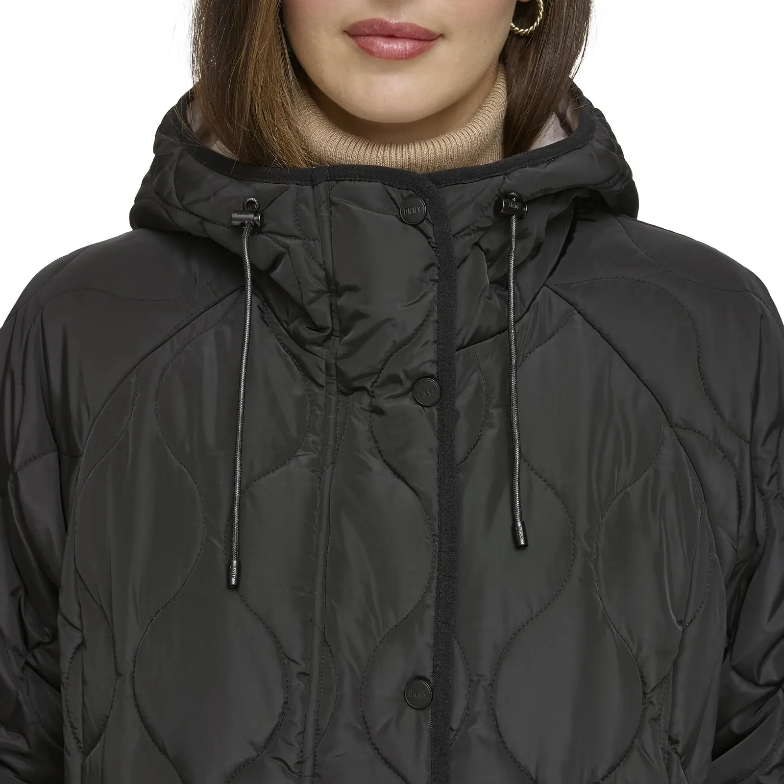 Женское стеганое пальто DKNY на молнии с капюшоном Quilt, фото №4 Женское стеганое пальто DKNY на молнии с капюшоном Quilt, фото №4