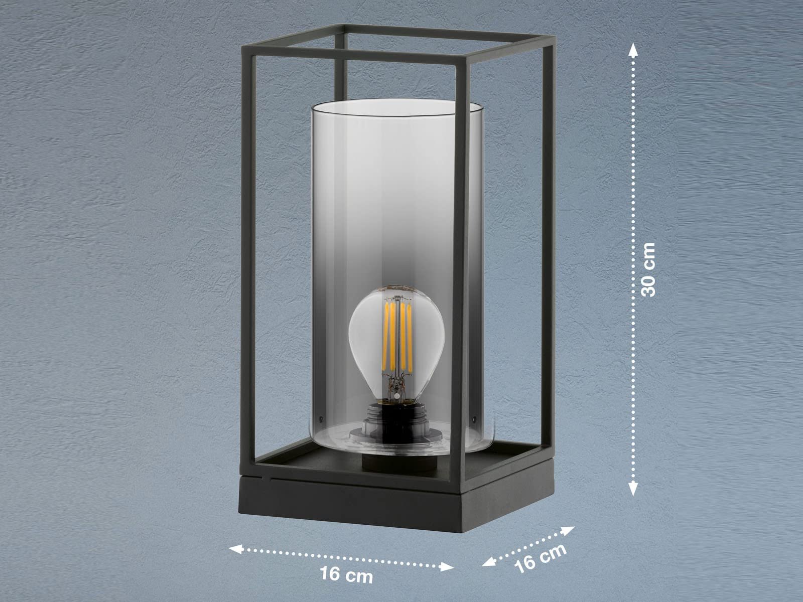 Настільна лампа Мала Димчасте скло LED 30 см Чорна, фото №4