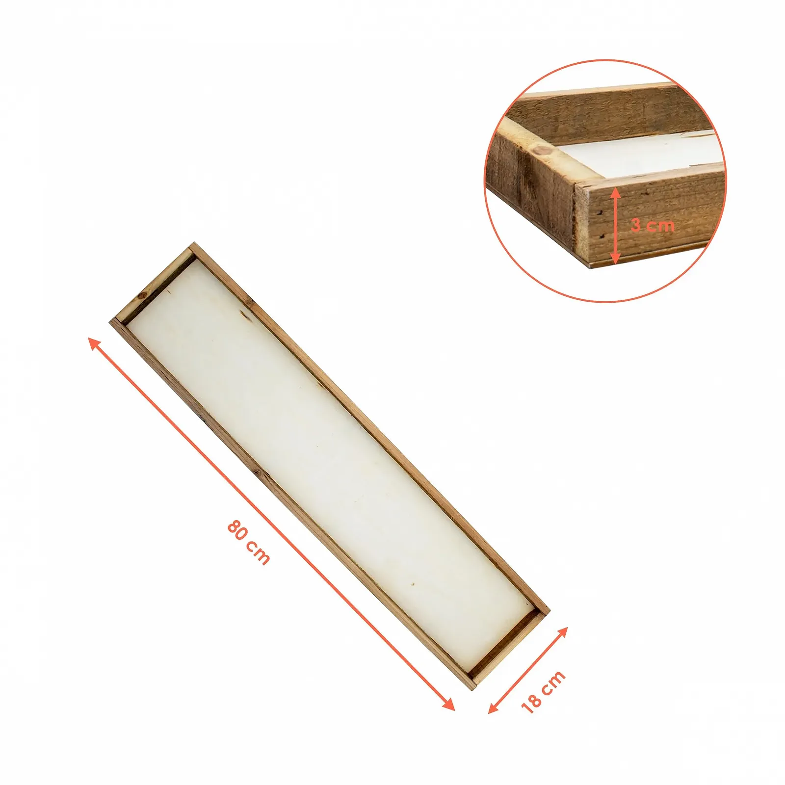 Дерев'яний декоративний піднос Прямокутний для свічок з сільським краєм, фото №2 Дерев'яний декоративний піднос Прямокутний для свічок з сільським краєм, фото №2