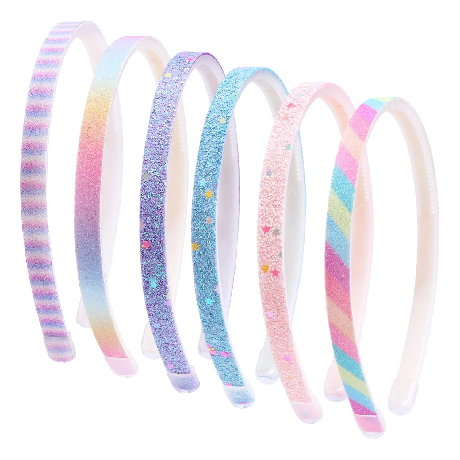 Обруч для волосся Glitzer, 6 шт., різнокольоровий, фото №1